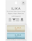 ILIKA लिप बाम ऑर्गेनिक, शाकाहारी, प्लास्टिक-मुक्त, 100% प्लांट-आधारित, 2X वॉल्यूम, COSMOS प्रमाणित ऑर्गेनिक, PETA प्रमाणित शाकाहारी और क्रूरता-मुक्त 2 पैक, वेनिला और पेपरमिंट