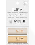 ILIKA Lip balm, Organic, 100% Plant-based, Natural Lip Treatment, COSMOS Certified Organic, PETA Certified Vegan & Cruelty-Free 2 Pack, Ginger Lemon & Almond Cardamom Rose