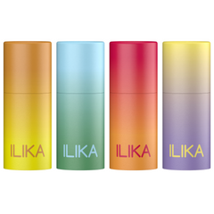 ILIKA 100% Natural Lip Balm - Organic, Plastic-free, Vegan, Vitamin E, COSMOS Certified, 4-Pack Essential Collection, Ginger Lemon, Eucalyptus Mint, Lavender Chamomile, Almond Cardamom Rose, 0.15 oz