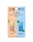 ILIKA 100% Natural Lip Balm - Organic, Plastic-free, Vegan, Cruelty-Free, Vitamin E, COSMOS Certified, PETA Certified, 2-Pack All-Day Moisture, 0.15 oz each