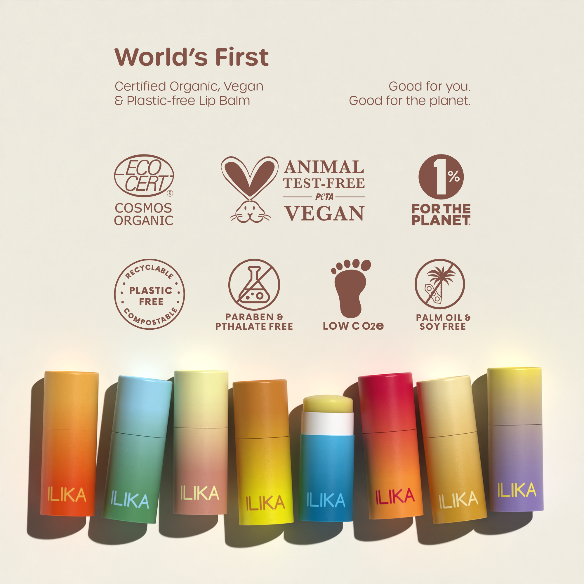 ILIKA 100% Natural Lip Balm - Organic, Plastic-free, Vegan, Cruelty-Free, Vitamin E, COSMOS Organic &amp; PETA Certified Vegan, 4-Pack Unscented, All-Day Moisture, 0.15 oz each
